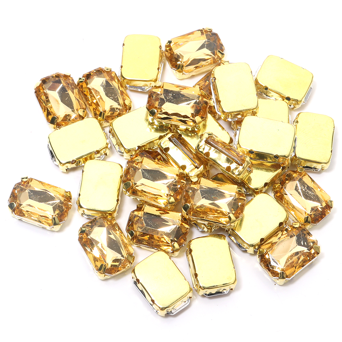 30Pcs Stainless Squar Rhinestone Gold Claw Beads Acrylic Four Hole Claw Beads For Wedding Dress Clothing Crafts Jewelry Findings