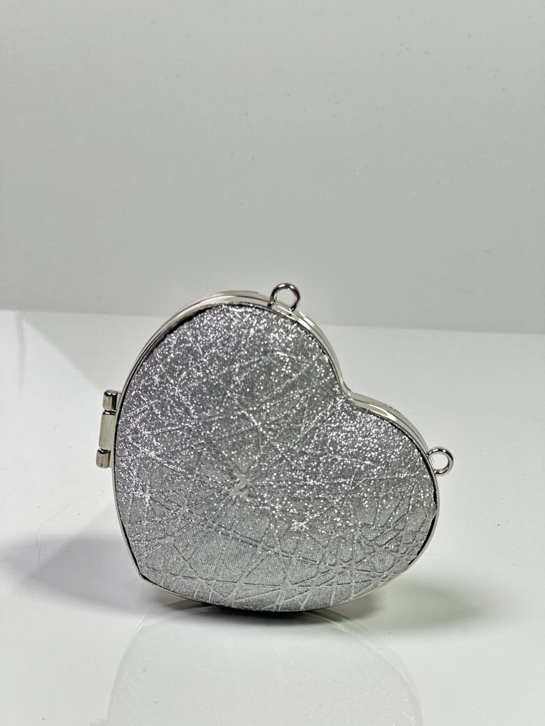 Sparkly Heart Shaped Clutch Bag – Glitter Evening Party Purse for Women