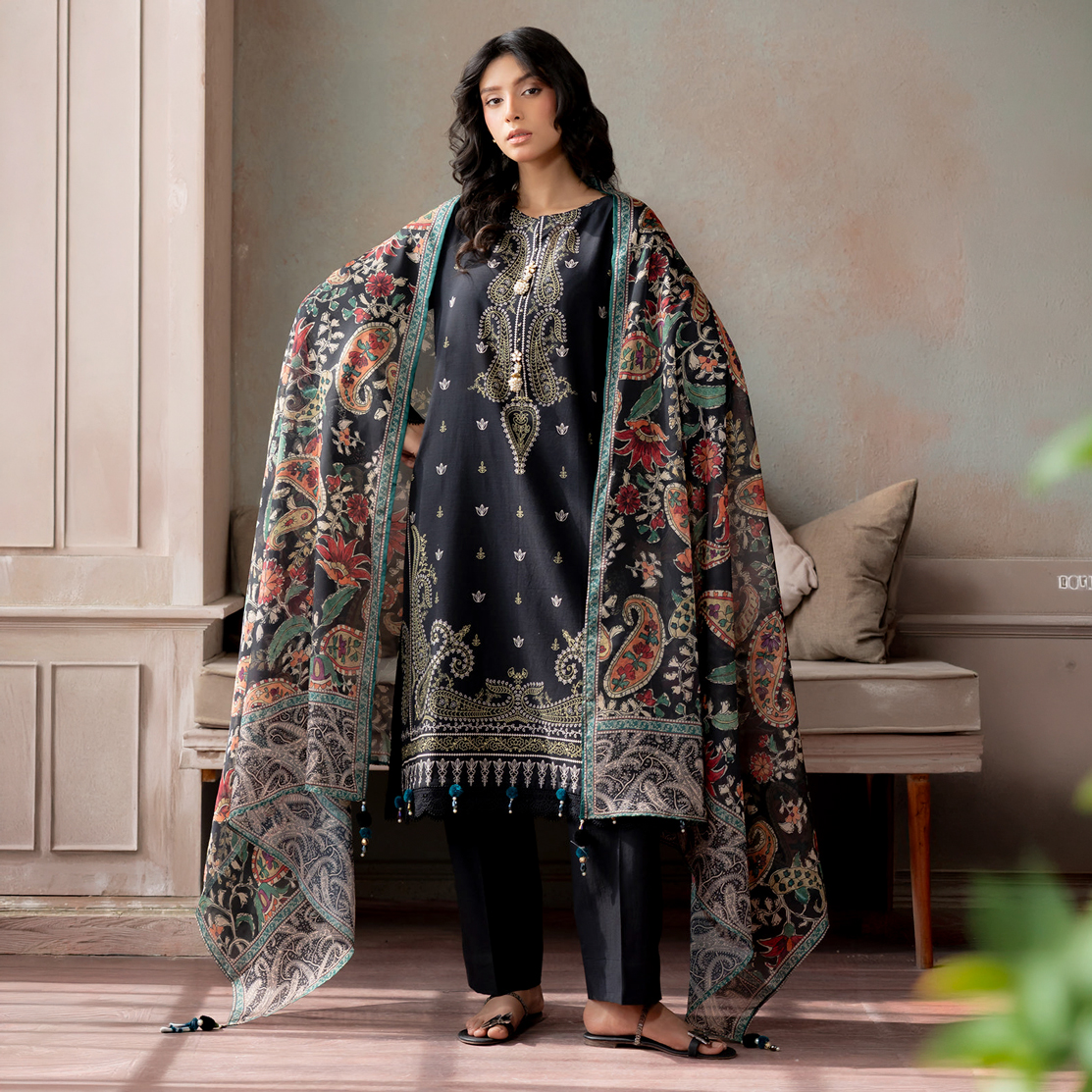 Zellbury Unstitched 3 Piece Lawn Shirt Shalwar Dupatta - 0837 Unstitched Fabric For Women - Unstitched Suit For Women - Tissue Silk Dupatta Cambric Trouser - Summer '1.0 - Essential Unstitched Collection-2026
