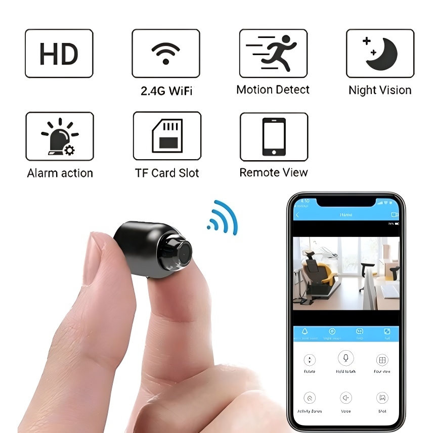 Mini Smart 1080P HD Security Camera, Portable Wireless WiFi 2.4GHz, Remote Mobile Phone Monitoring With Video Recording, Monitor, Nanny Cam With Night Vision, Motion Detection