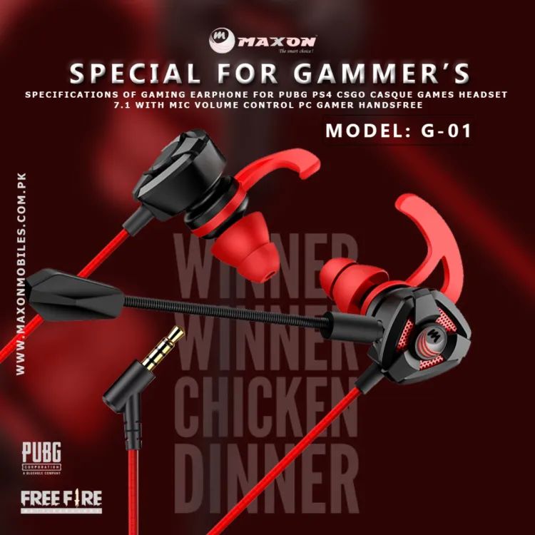 Wired Gaming Earphones, In-Ear Lightweight Headphones with Detachable Mic, Mobile and PC Compatible