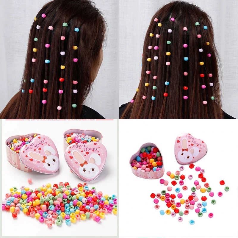 120 Pcs Hair Braids Maker Beads Headwear Cute Candy Colors Plastic Hairpins Hair Claw Clips For Women Girls Hair Accessories