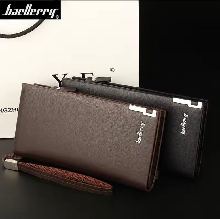 Baellerry Long PU Leather Wallet for Men & Women – Mobile Wallet, Card Holder, Zipper Purse, Travel Cash Organizer