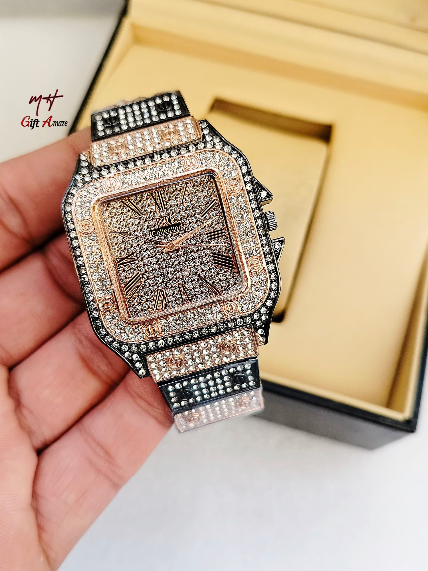HOT DEALS Luxury Diamond Men Women Watches Gold Watch Ladies Wrist Watch Luxury Rhinestone Unisex Bracelet Watches Female Clock 2025 New