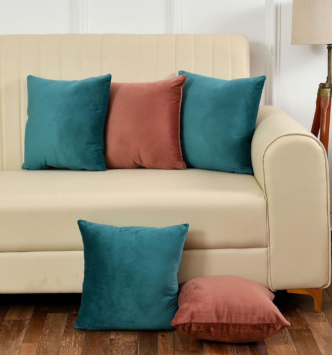 Pack Of 5 Plain Velvet Cushion Covers