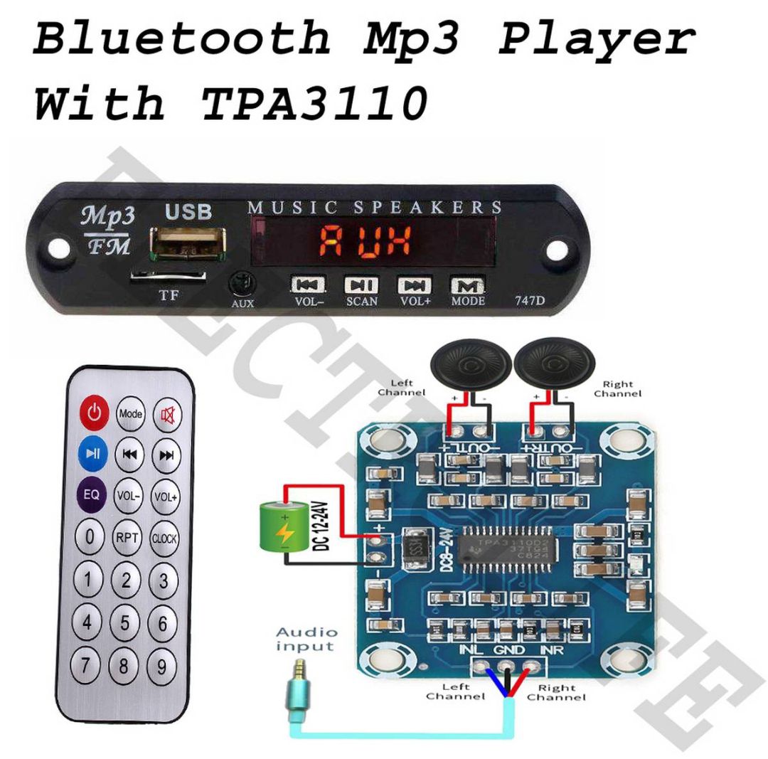 Bluetooth MP3 Audio Module with Remote Control, AUX, TF, USB & FM Radio ...