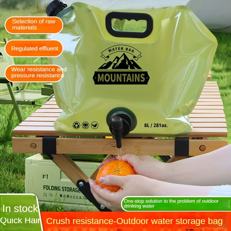 Large 8L Water Storage Container with Tap – Foldable & Leakproof BPA-Free Water Bag for Outdoor Camping, Travel, Hiking, and Emergency Prep – Lightweight, Durable, and Space-Saving Hydration Solution