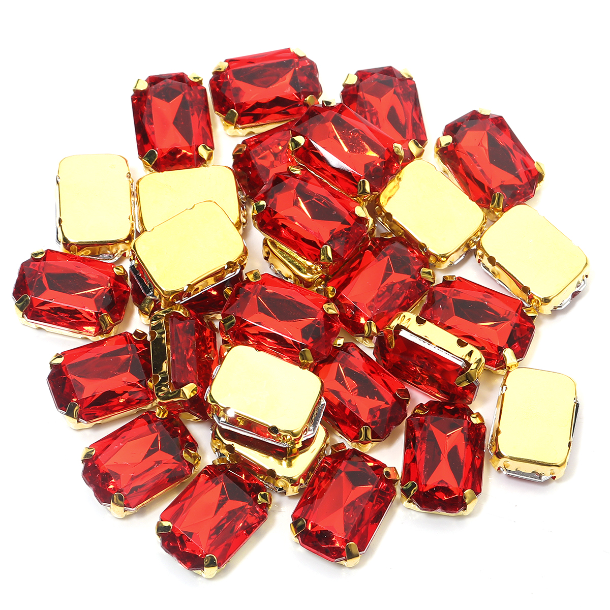 30Pcs Stainless Squar Rhinestone Gold Claw Beads Acrylic Four Hole Claw Beads For Wedding Dress Clothing Crafts Jewelry Findings