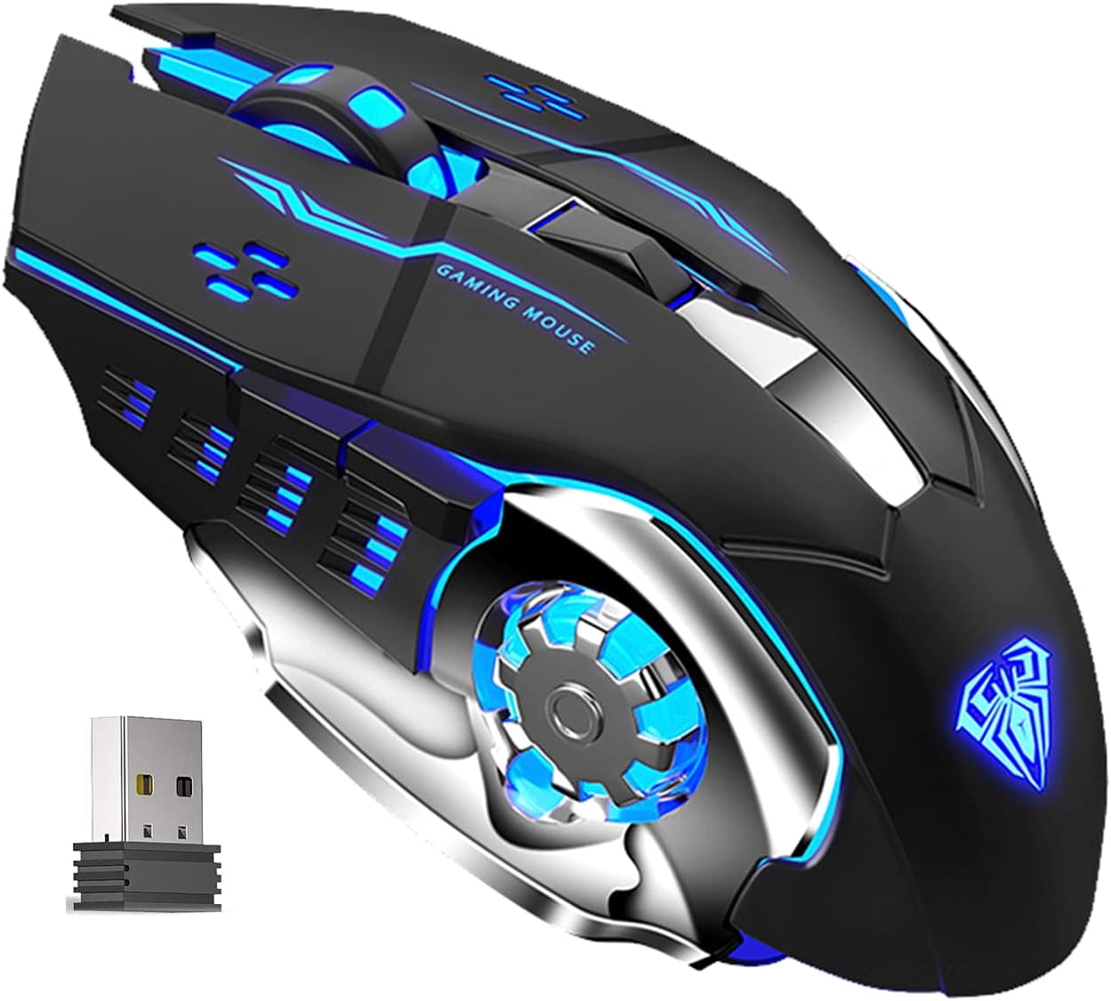Wireless Mouse with Nano Receiver for PC, Laptop, Computer, Desktop 2400 DPI SILENT CLICK RGB rechargeable wireless mouse