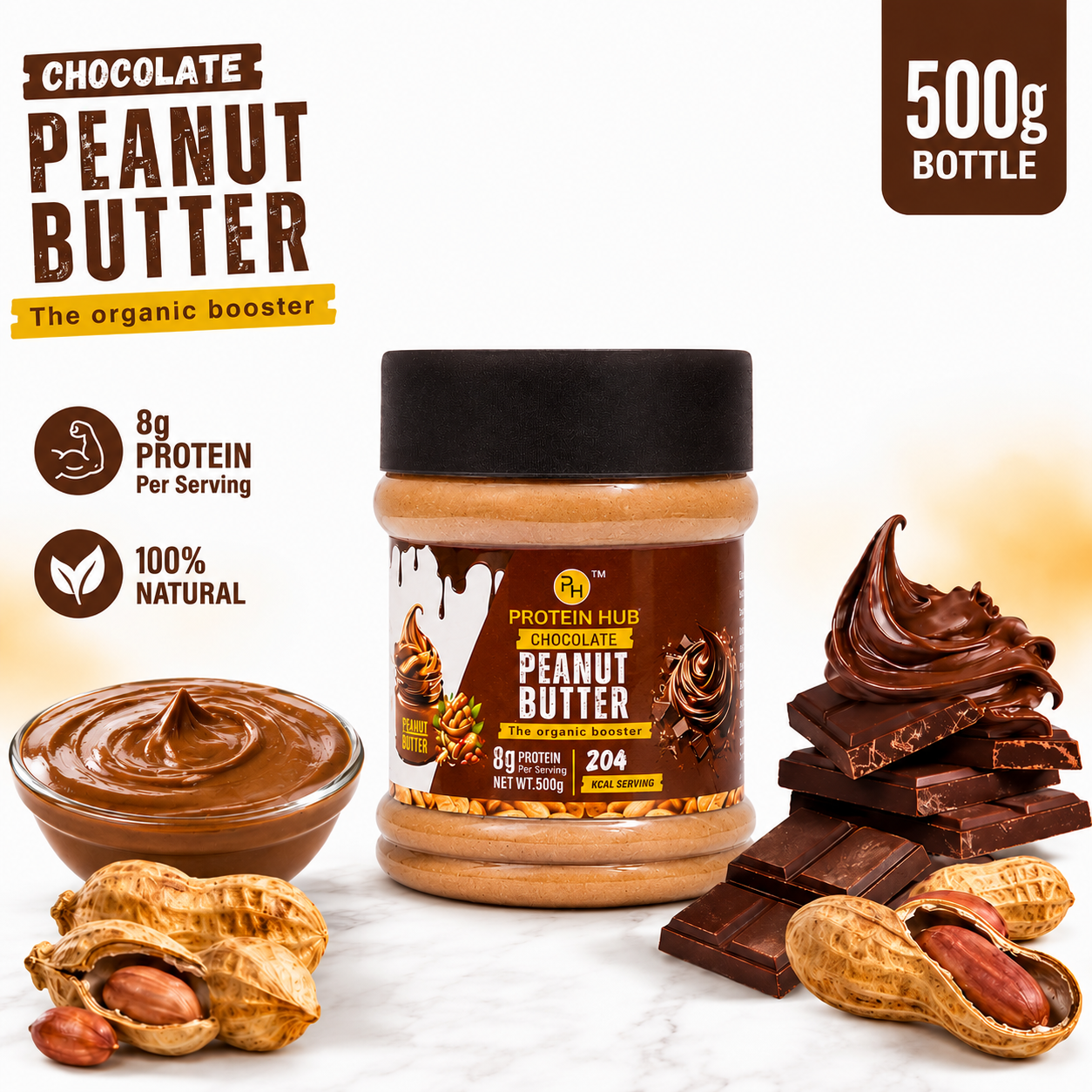 Protein Hub Chocolate Peanut Butter - 500 gm ( Half Kg )