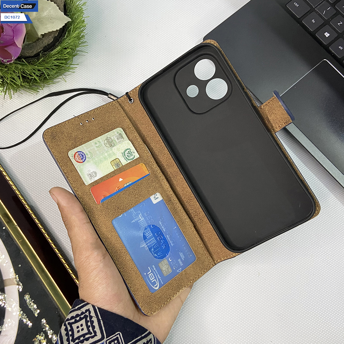 Oppo A6s Pro Book Cover - Dark Brown - Premium Leather Megantic Book Covers With Card Holding Option & Cash