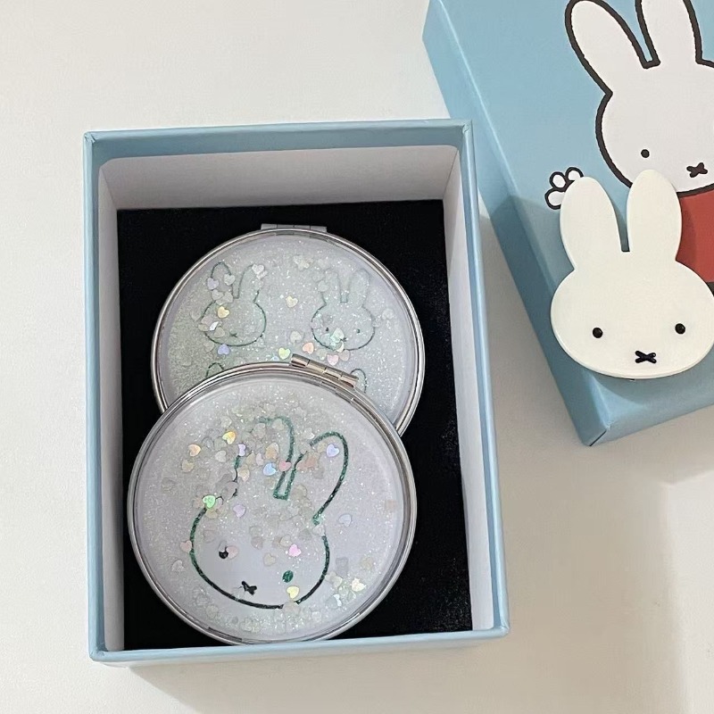 New Miffy Rabbit Mirror High Color Value Cartoon Printing Creative Student Portable Folding Handheld Beauty Double-sided Mirror