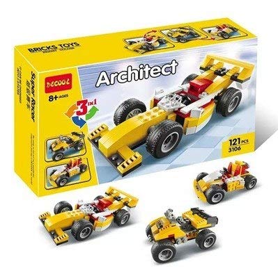 Akrobo Decool 121 Pieces 3 in 1 Architect Super Racer DIY Block Construction Set Toy