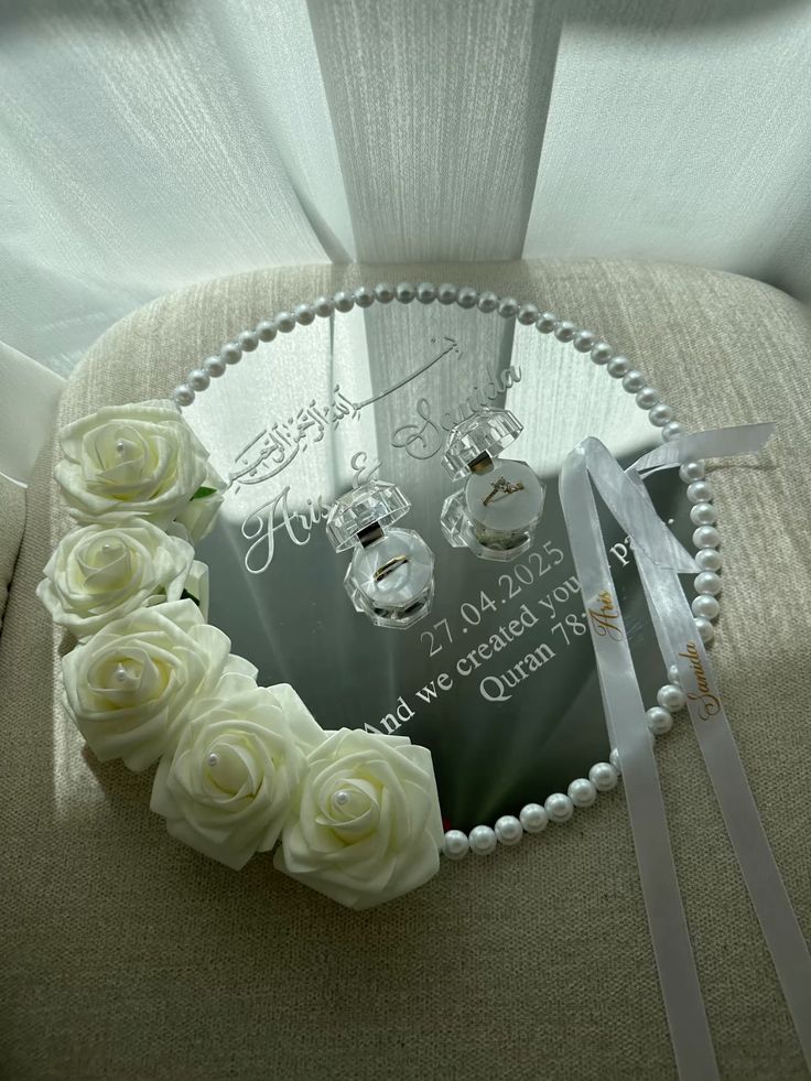 Customized Nikkah Tray | Engagement Ring Tray | Handmade Wedding Gift Tray | Personalized Ring Holder | Premium Wedding Props | Decorative Nikkah Ceremony Tray | Customized Engagement Accessories | Luxury Gift Presentation Box