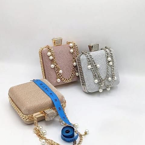 Braided Chain-Handle Quilted Evening Clutch Perfume Shaped Formal Bag Shimmery Purse Luxurious Pearl Perfume   evening clutch Worn in Parties,Weddings,Nikkah Events, Formal Evenings,Glam Functions.