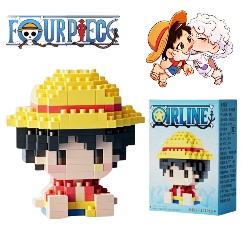 ONE PIECE Sun God Nika Luffy Micro Building Block Chopper Ace Buggy 3D Anime Model Assembly Mini Bricks Figure Toys For 