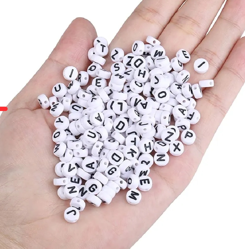 100 Pieces | Mixed White Round Alphabets Beads | Used in Making DIY Jewelry and Accessories beads for jewelry bracelets making A01