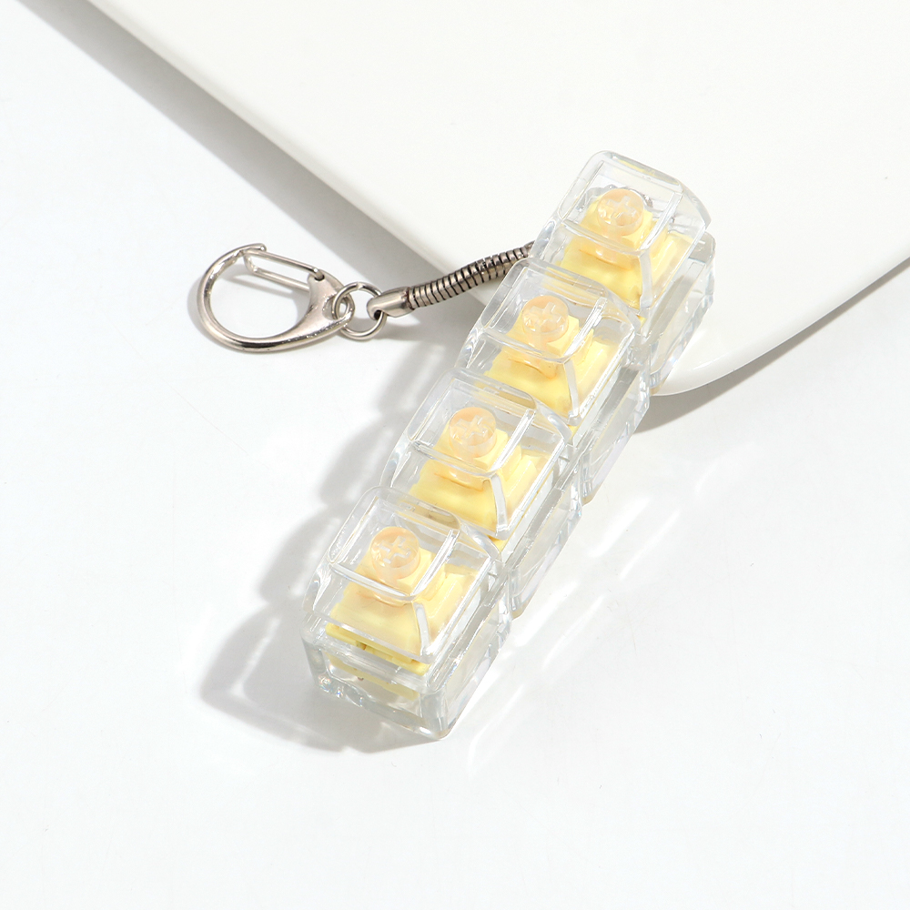 Keyboard Fidget Toys Crystal Keycap Keychain No Light Stress Relief Fingertip Gadget Decompression Toys Clicker Fidget Toy