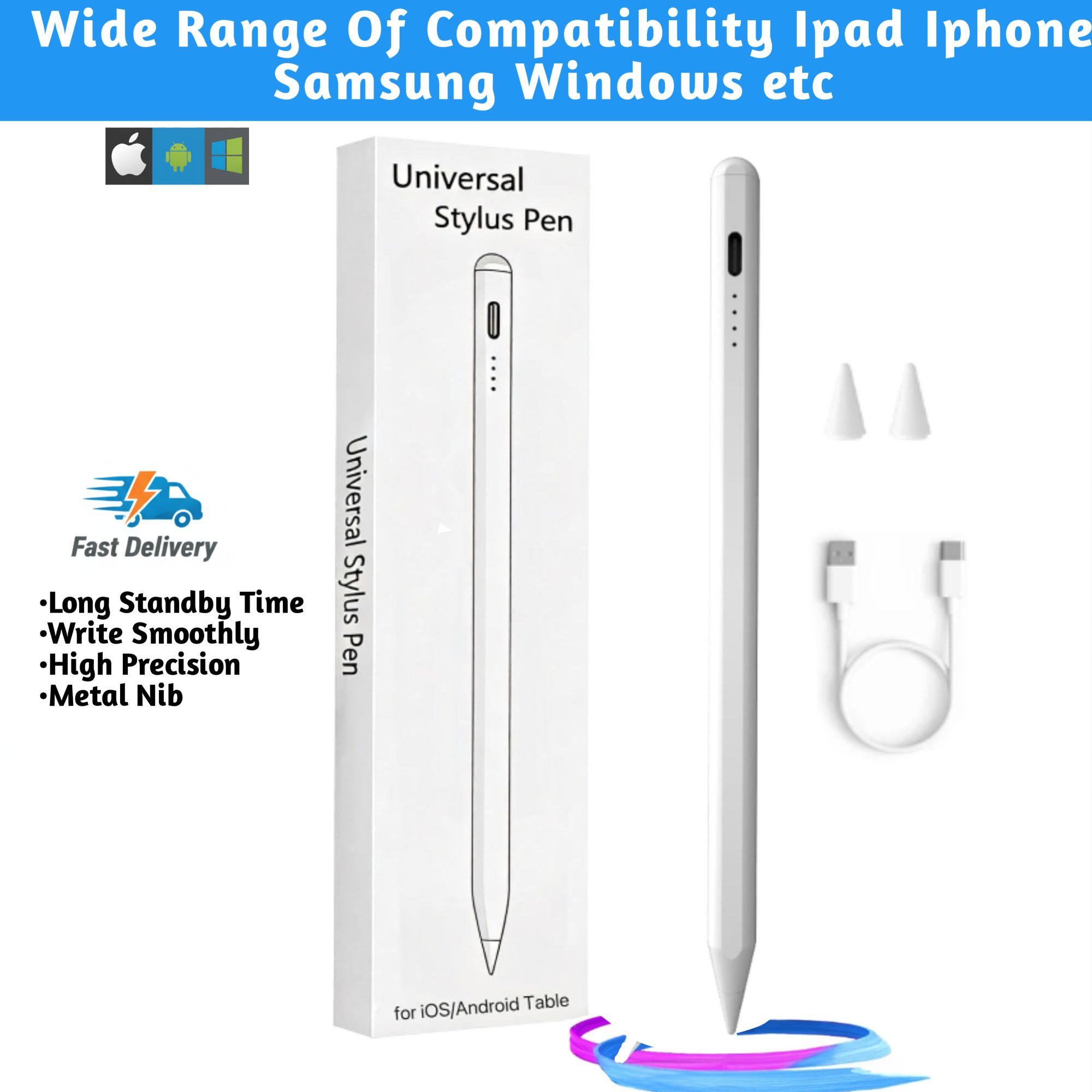 2 In 1 Universal Stylus Pen – Dual-Use Double-Headed Capacitive Silicone Disc Pencil For All Touchscreens, Android & Tablets