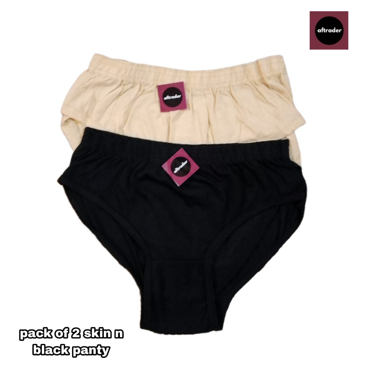 Pack of 02 black skin Cotton hoisery ladies Underwear Panties for Girls & Women Multi color Cotton Panties Panty for girls panty for women  panty for wome lingerien