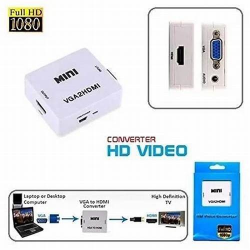 VGA To HDMI Adapter Output 1080P VGA Male to HDMI Female Audio Video Cable Converter
