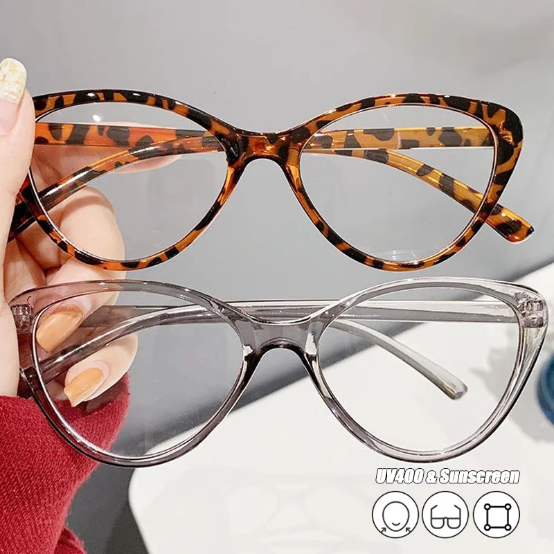 Y2k New Trendy Triangle Cat Eye Anti Blue Light Classic Ultra Light Women Glasses Popular Style Unisex Spectacles