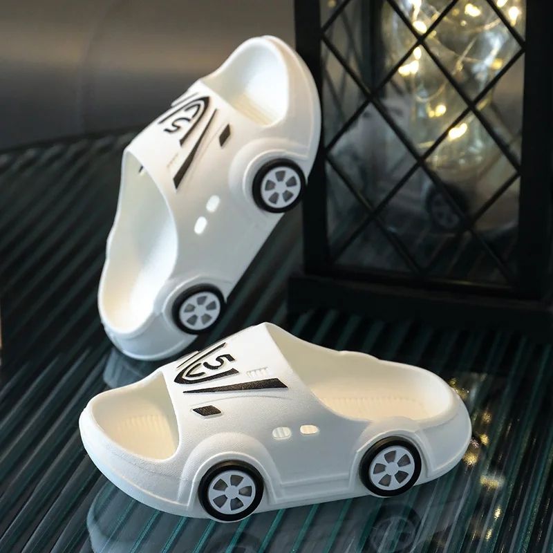 Kids' Slippers 2024 Summer Indoor Cartoon Car Girls Shoes Soft Anti-slip Boy Home Non-slip Shoes Baby Fashion Outdoor Slippers