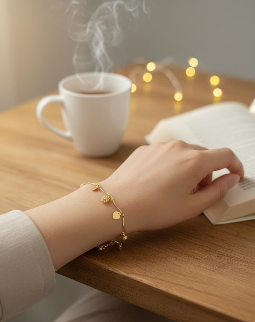 Beautiful Golden Heart charm Anklet Payal friendship bracelet for couples, best friends, girls, Cute Golden Chain Payal Pazeb Anklet Bracelet for Girls Women, Anklet Payal for girl Gold Simple Foot Bracelet