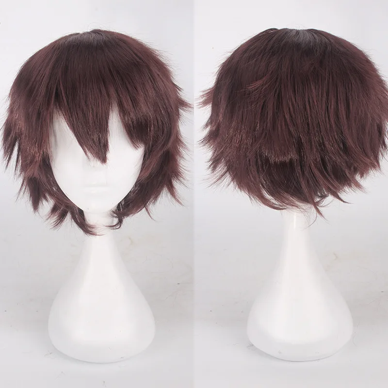 Men Women Synthetic Anime Cosplay Wig Short Straight Heat Resistant Multicolor Hair Costume Accessory