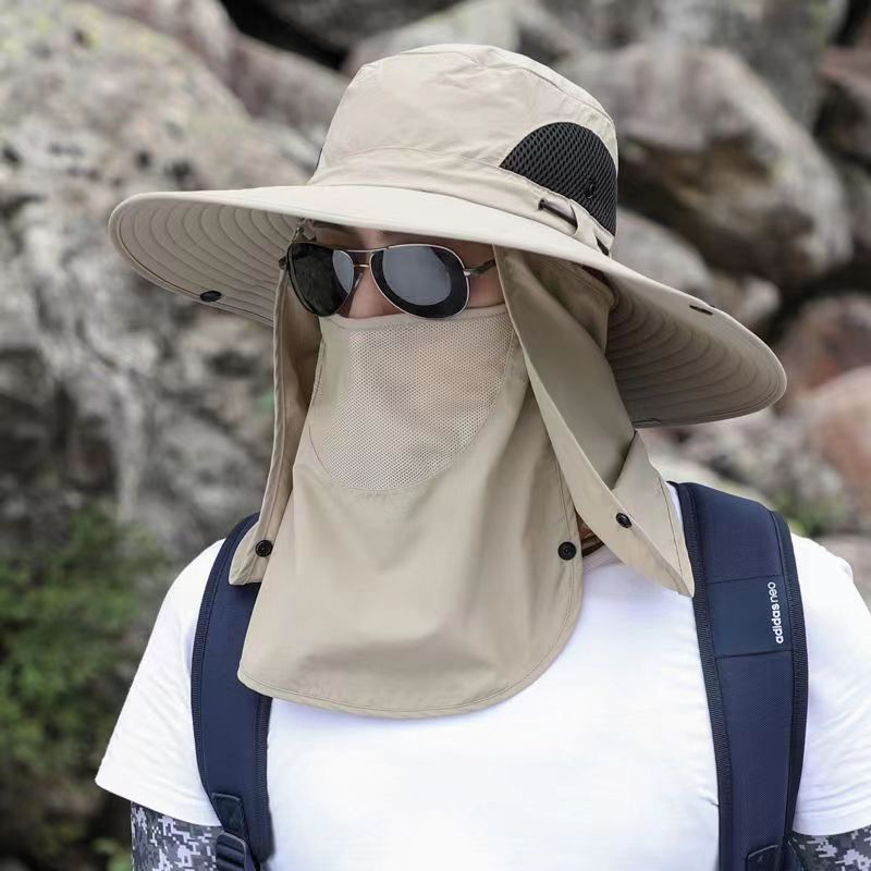 New 1Pcs Full Face Cover Fishing Hat Sun Cap With Mask Summer Hat Mountaineering Sun Protection Anti UV Hiking Hat Women Men