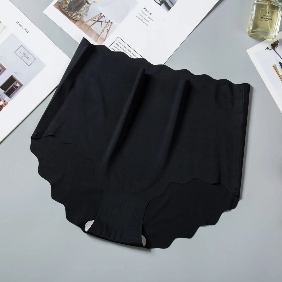 Pack of 3 Ice Silk Seamless Panties for Women | Soft Solid Color Women's Briefs | Elastic Ultra Thin No Show Underwear | Wavy Edge Comfortable Daily Wear Panties for Ladies & Girls