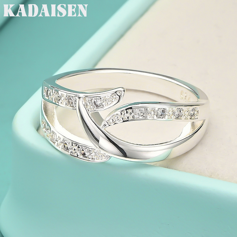 925 Sterling Silver Wicker Zircon 7-10# Ring For Women Charm Wedding Engagement Fashion Jewelry