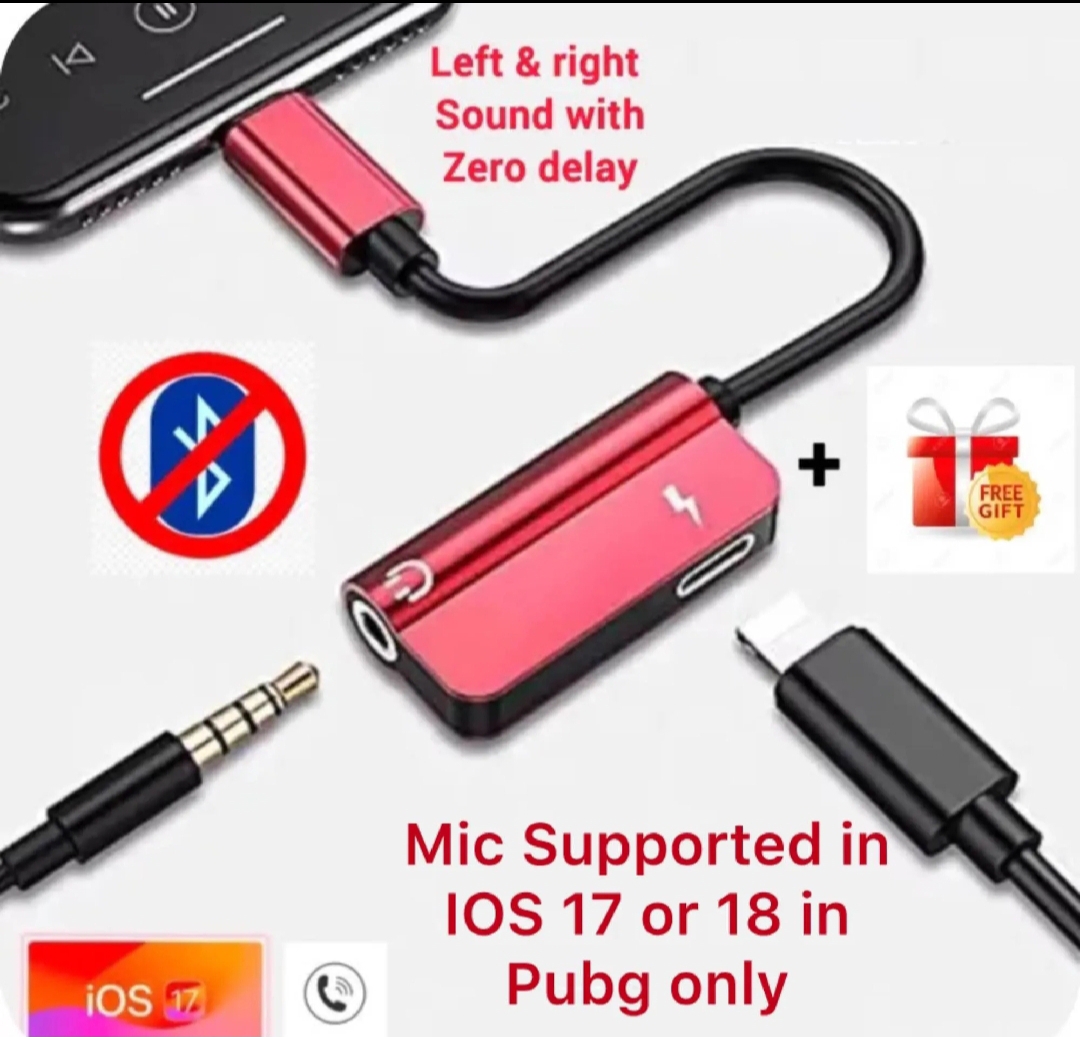 D TEC Lightning to 3.5mm 2 in 1 Earphone Audio Adapter without bluetooth compatible For Phone Charger Cable Mobile Phone Aux Dual Jack Splitter Headphone & Fast Charging Connector Converter