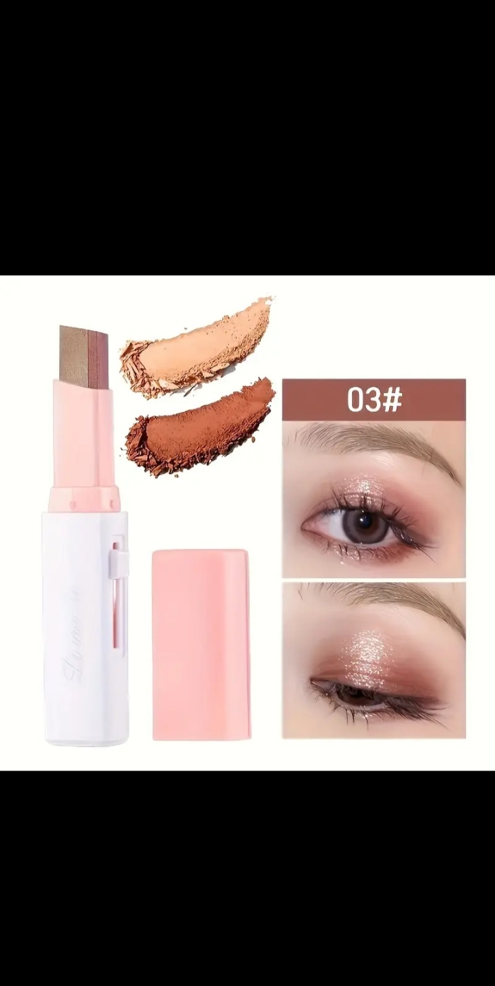 Eyeshadow Stick 2 In 1 Double Color Gradient Velvet Shadow Stick Eye Makeup Waterproof Lasting Shimmer Metallic Eyeshadow Makeup