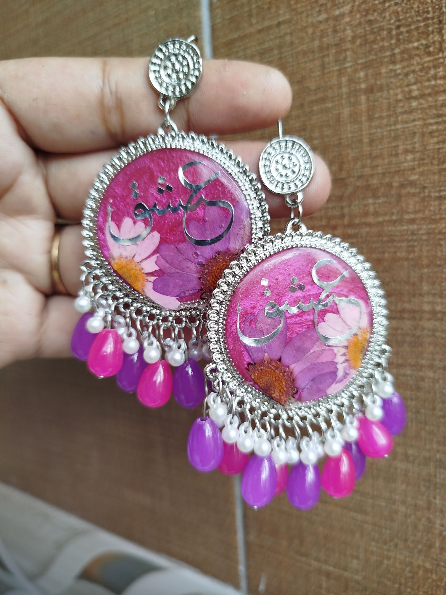 Customized Resin Jhumkas With Name Written On It