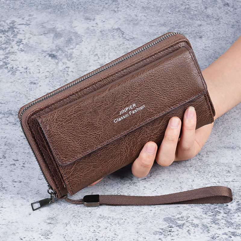 Cross-border men's wallet, PU material, multi-card slots, casual long wallet, new style, large capacity, hand-held bag, mobile p