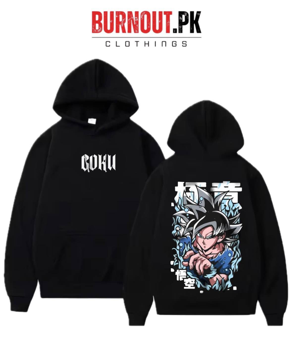 BURNOUT.PK NEW TRENDY WINTER COLLECTION PREMIUM QUALITY DTF DIGITAL HIGH QUALITY GOKU PRINTED HOODIES FOR MENS + BOYS + WOMENS