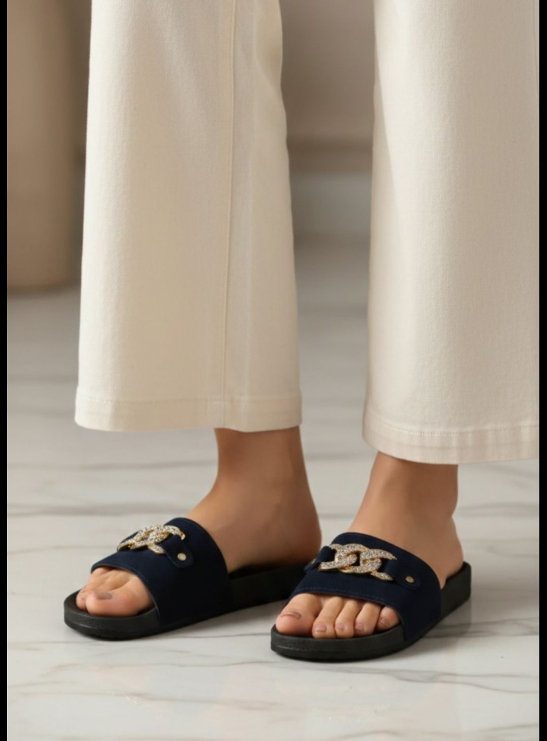 New Stylish Slippers for Ladies - Metal Stud Casual Soft Slippers, Slip-On Design