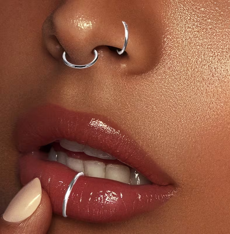 20pcs Titanium Non-Piercing Fake Ear, Nose & Lip Rings
