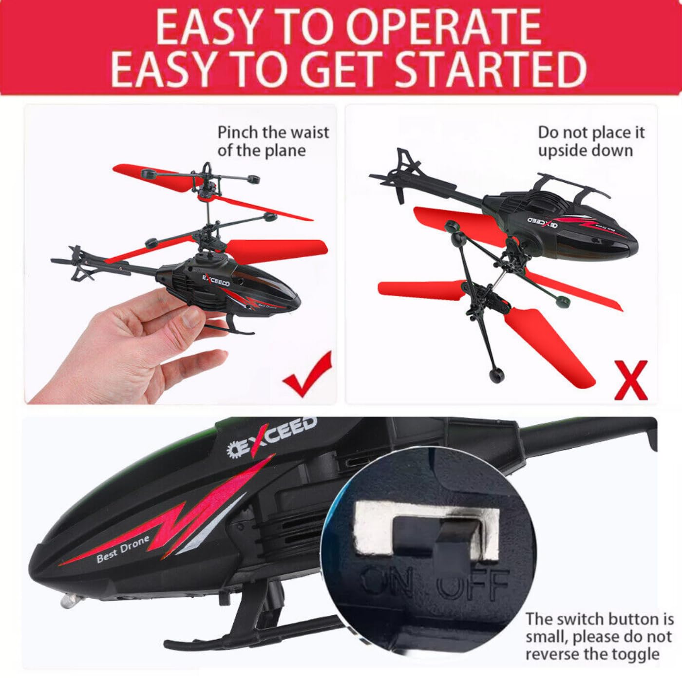 Gravity Sensor Toy Remote Control Helicopter for Kids Age 4+ Years, Indoor Palm Sensing RC Helicopter Rechargeable Helicopter with LED Lights I Pack of 1 I Multicolour