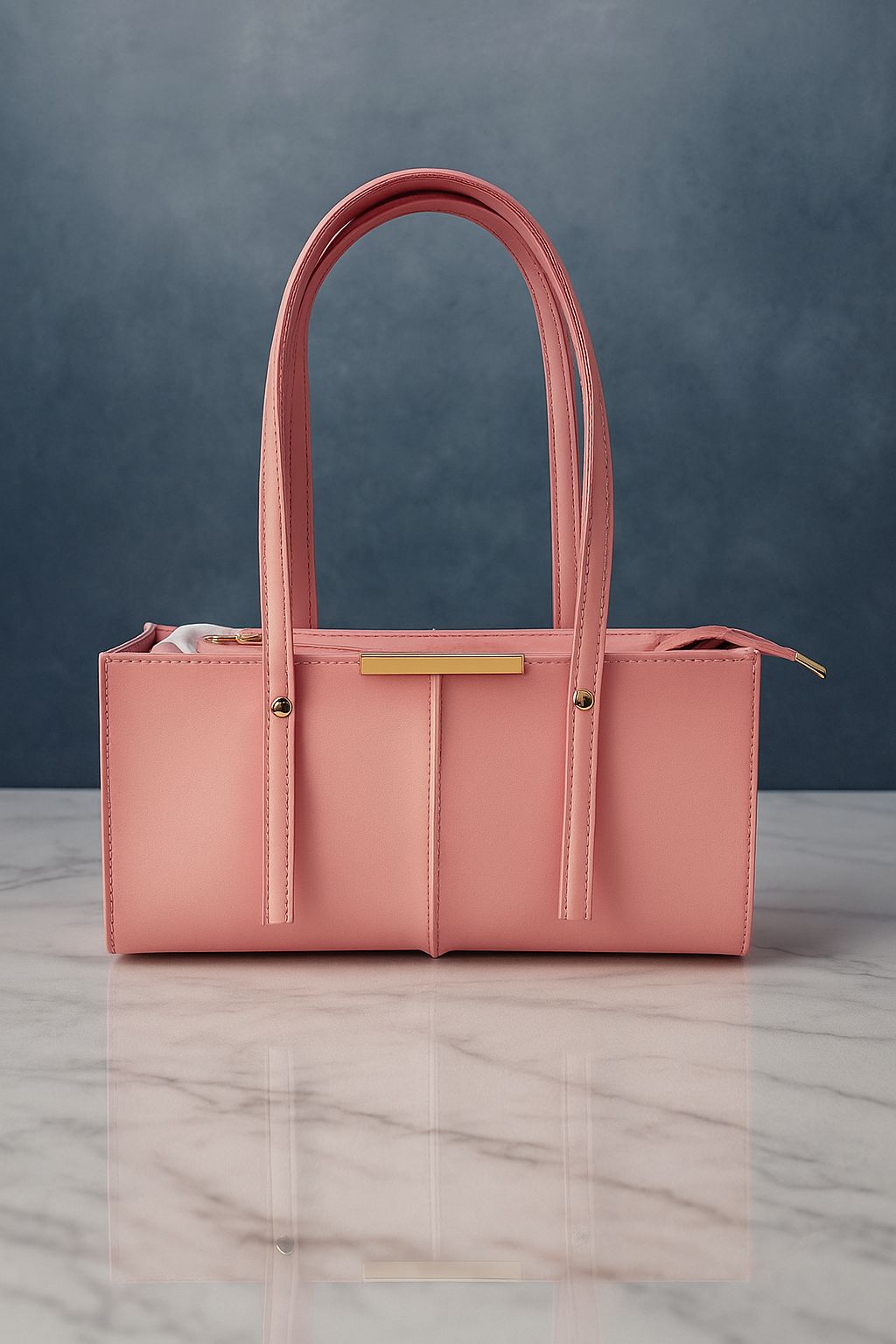 Trendy Women’s Shoulder Bag 💖 Premium Faux Leather Handbag 👜 with Gold Detailing ✨ Fixed Strap & Top Handle Carry
