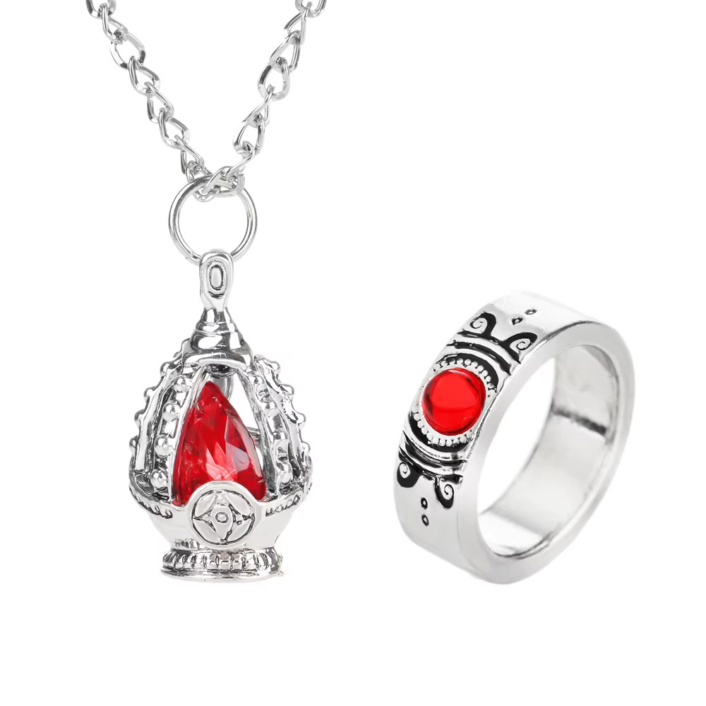 Anime Puella Magi Madoka Magica Soul Gem Necklace Crystal Pendant Ring Cosplay Costumes Lovers Jewelry Set Accessoies Props
