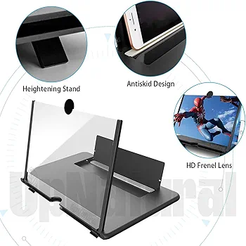 Yilu 12'' Screen Magnifier, 3D Lens Pull-Out Screen Magnifier For Movies, Videos, And Gaming, Mobile Phone Magnifier with Screen Amplifier，Supports All Smartphones