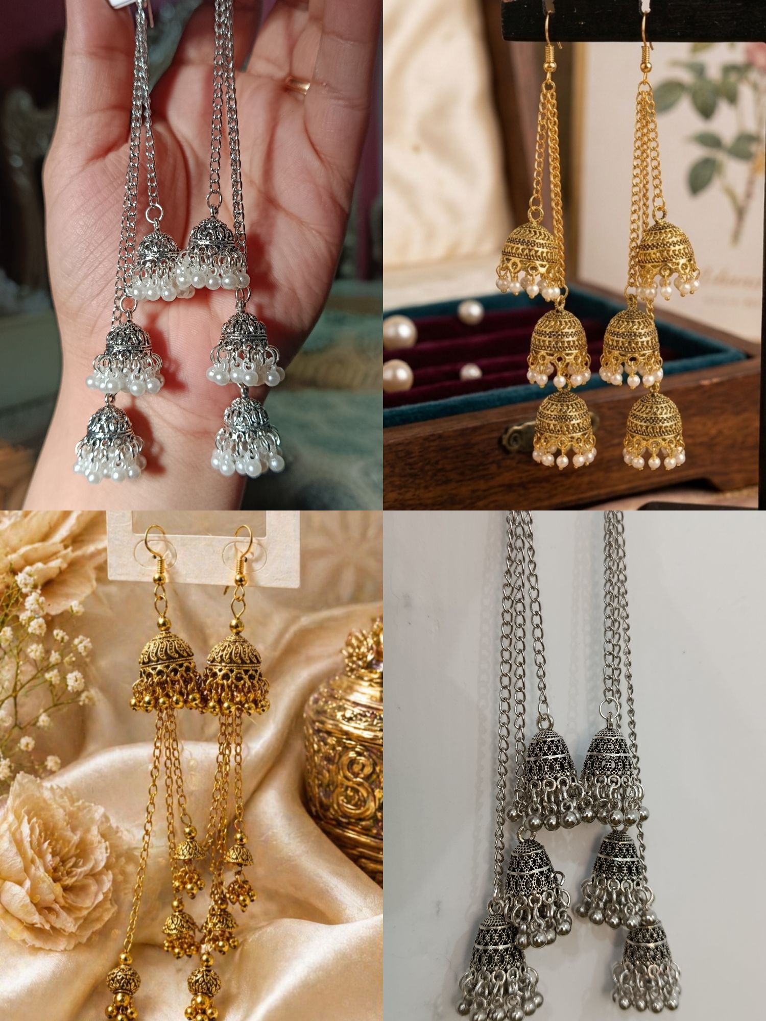 Three Steps Earring Vintage Traditional Women Earring Girls or for Women Fashion Earring Three of Tray
