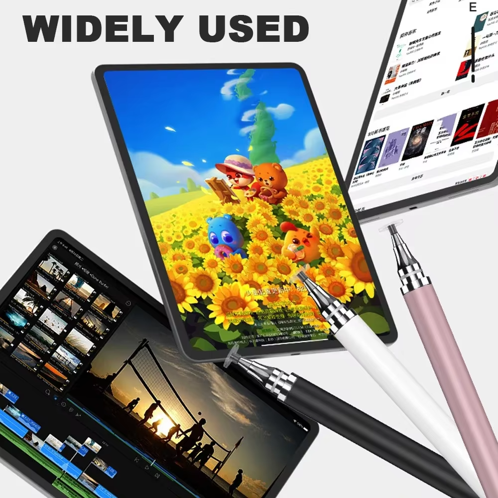 2 In 1 Universal Stylus Pen Dual Tip Capacitive Touch Screen Stylus Touch Pen Silicone Disc Stylus Pen for Android Tablet Mobile Laptop Drawing Writing Gaming Note Taking No Charging Required Compatible with All Devices