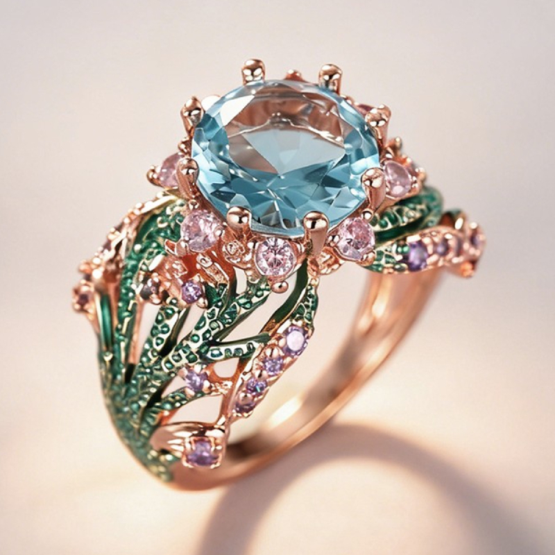 Huitan Delicate Flower Ring for Women Engagement Accessories with Brilliant Cubic Zirconia Exquisite Wedding Jewelry 