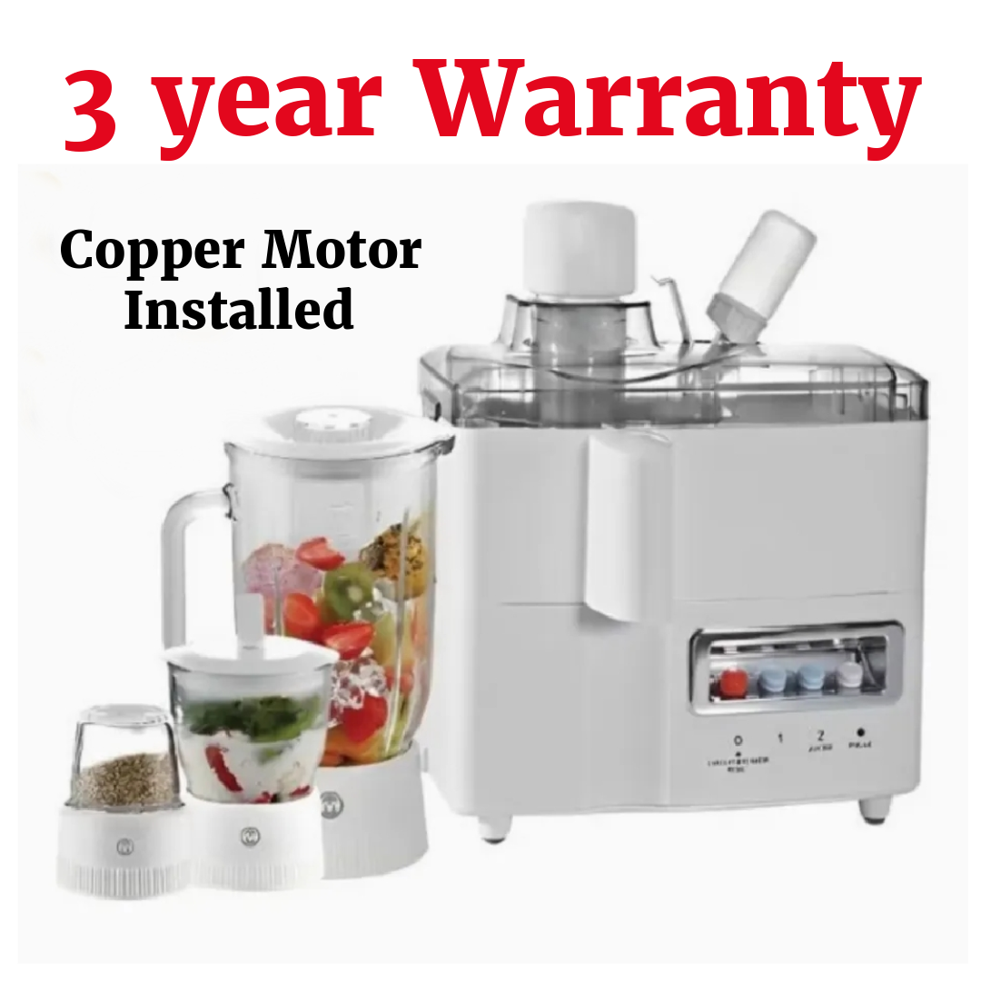 Premium Juicer Kenwood , Panasonic 4 in 1 Multifunction Juicer Grinder and Blender Machine - 750W Original 7030 Copper Winding Motor Installed With 3 Year Warranty
