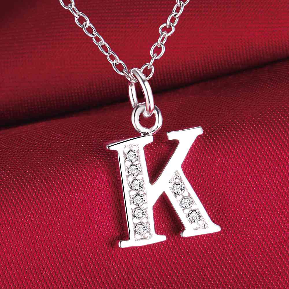 925 Sterling Silver 26 Letters Necklace Pendant For Women Wedding Engagement Jewelry Fashion Classics  Party High Quality