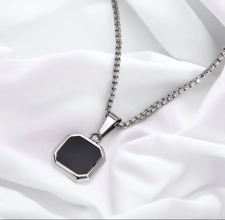"Stainless Steel Cube, Rectangle & Square Neck Chains Necklace: Modern Accessories for Boys & Girls - Elevate Your Style!"