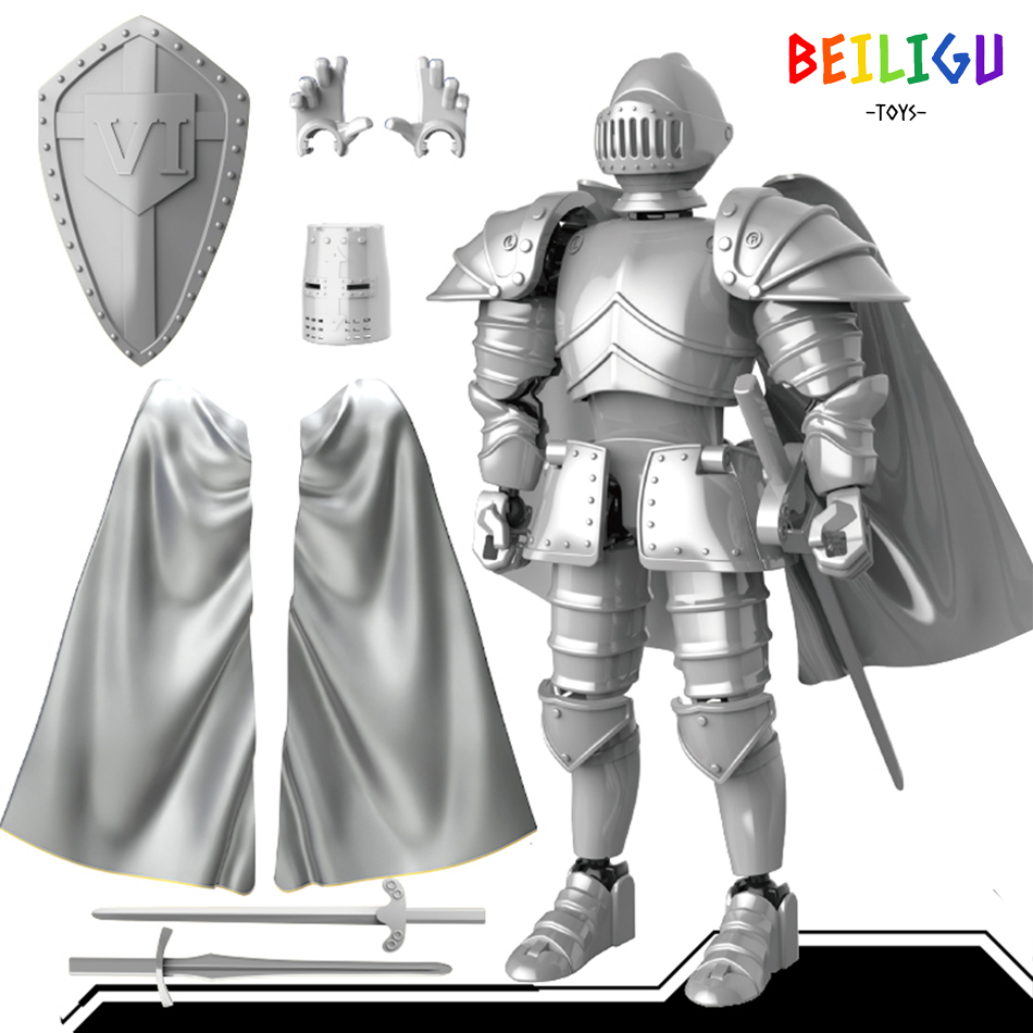 Europe Medieval Knight Multi-Joint Movable Action Figures Warrior Robot Sword Shield Assembly Toy Collection Model Holiday 